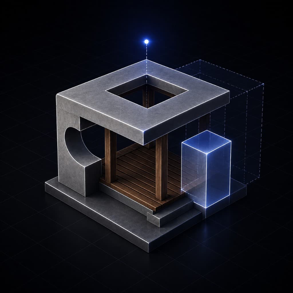 Architectural model with an active modeling operation preview