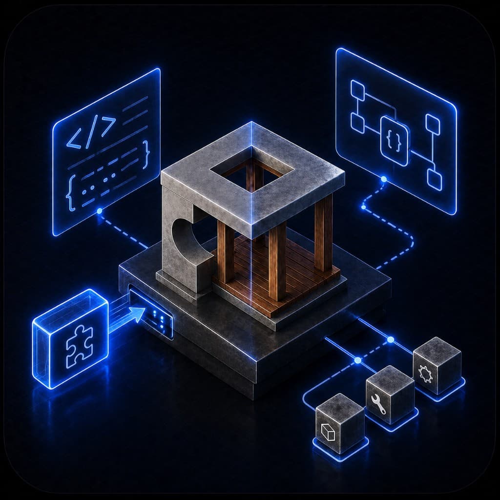 3D model connected to code and plugin workflow panels